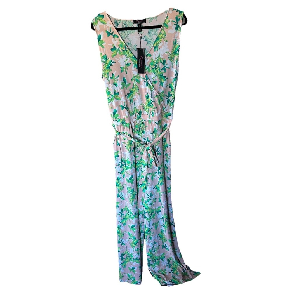 NWT C Wonder by Christian Siriano Wide Leg Jumpsuit Romper Size L Tropical